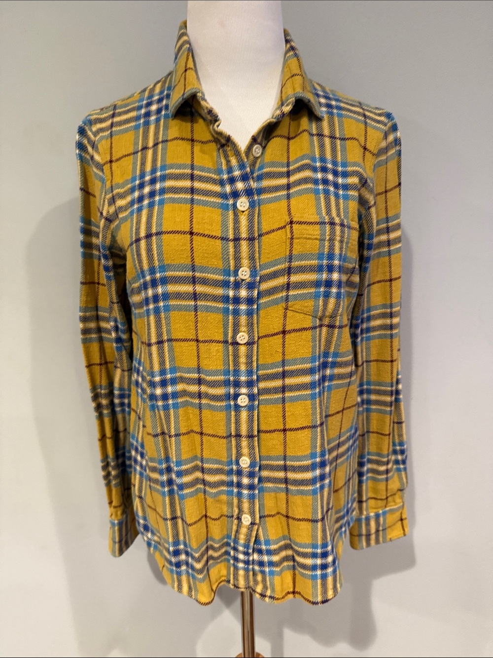 J. Crew Yellow Plaid Button-Down Shirt with Blue & white Windowpane- 4